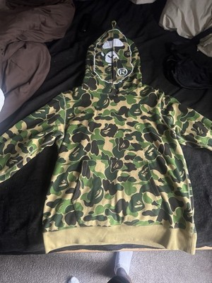 A Bathing Ape Camouflage Fleece Pullover Hoodie Green Men's Long Sleeve
