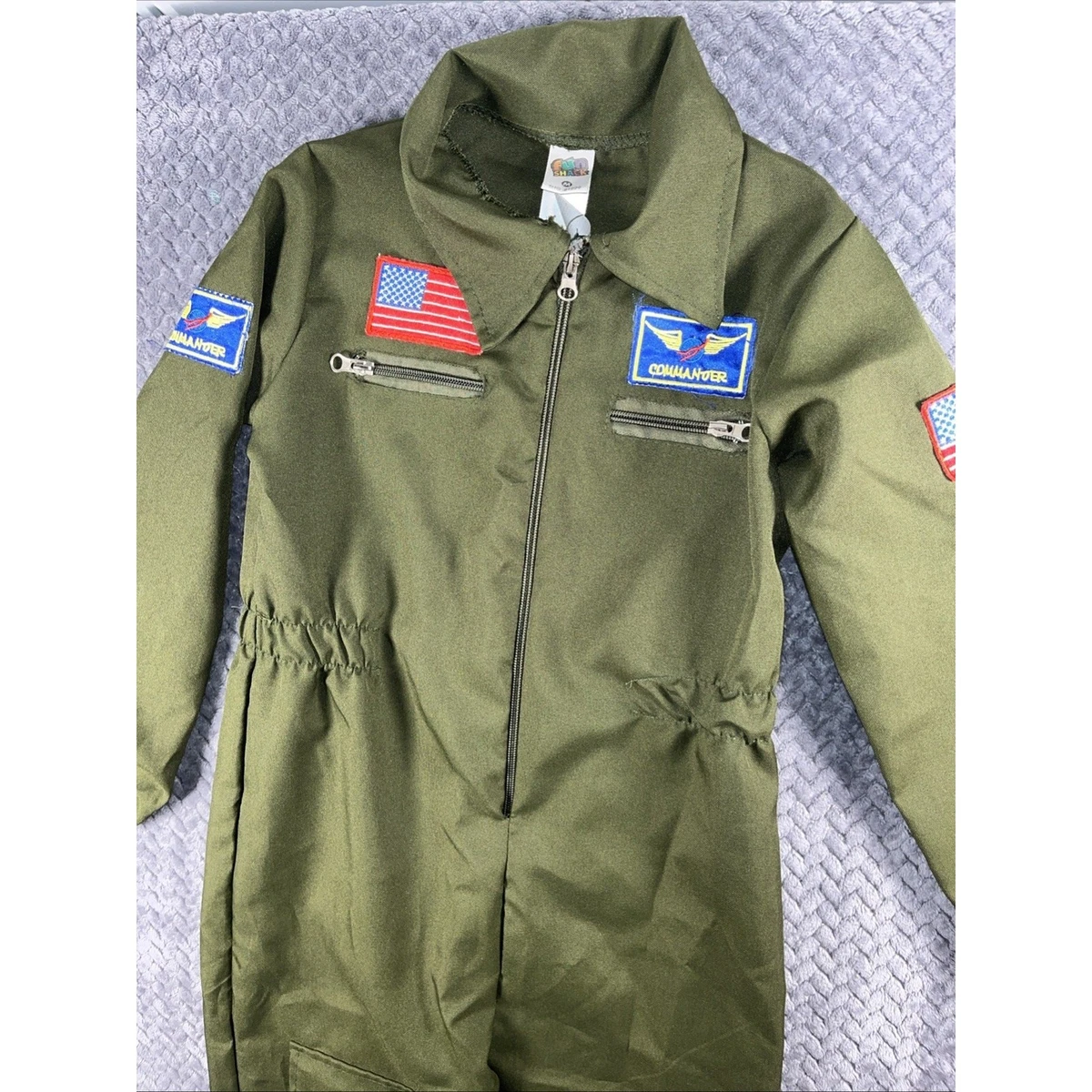 Disfraz Infantil Piloto Aviador - Talla 164, Color Verde, Mono Completo