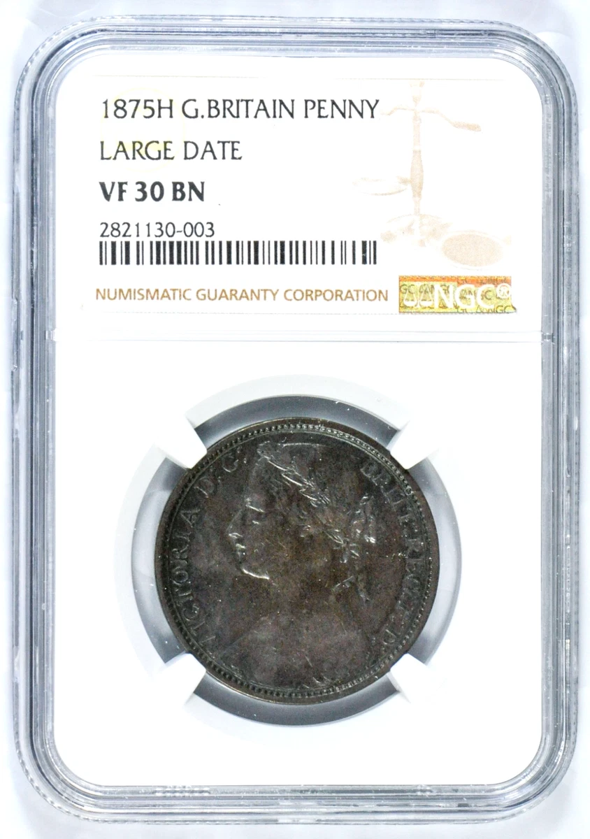 6806. 美品 1875年 イギリス ファージング 希少 Hミントマーク 6806