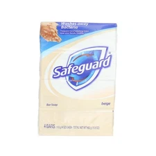 Safeguard Antibacterial Deodorant Bar Soap, Beige, 4 oz, 4 Ct