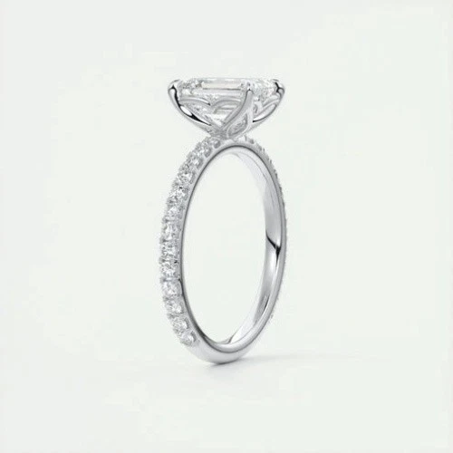 IGI Certified 2 CT Emerald Lab Grown Diamond Solitaire With Accent Wedding Ring - Image 4 of 4