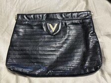 Black leather valentino clutch bag pre-loved