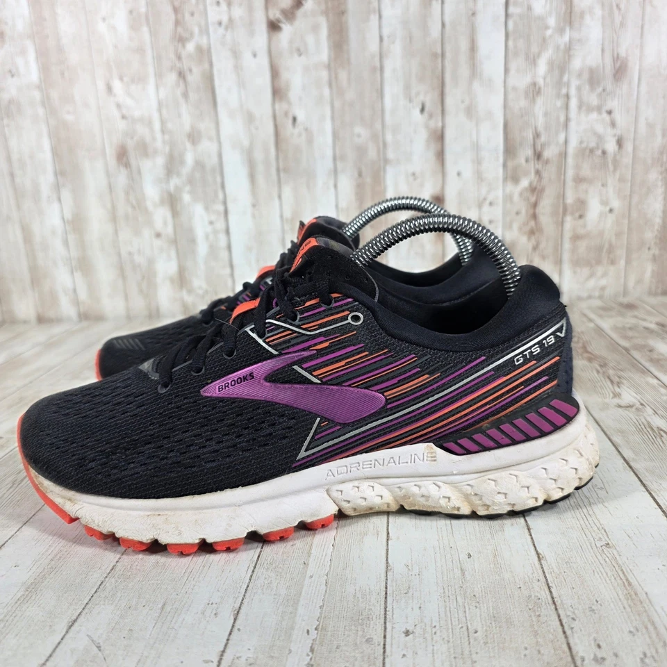 Brooks Adrenaline GTS 19 Women's Running Shoes Black Purple Orange Wide 8.5 - Image 2 of 4