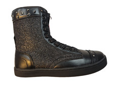 Pastry Women's Military Glitz High Top Sneakers Black Glitter Sz. 7.5