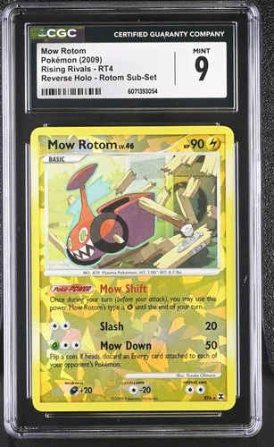 CGC 9 MINT Mow Rotom 2009 Rising Rivals RT4 Reverse Holo Pokemon Card