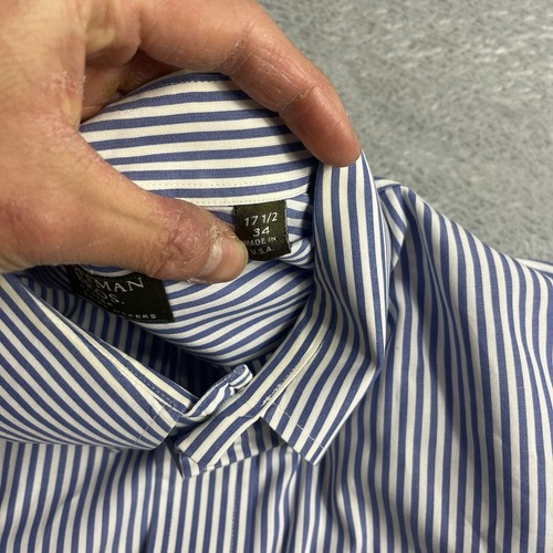 Gitman Bros Vintage Blue Striped Oxford Button Down Shirt 17.5 34 Made in USA - Picture 3 of 9
