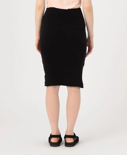 James Perse NWT Black Crepe Matte Jersey Shirred Pencil Midi Skirt Size 1 - Picture 3 of 7