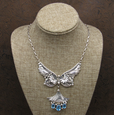 *Blue Topaz Sterling Silver Necklace by Running Bear Workshop