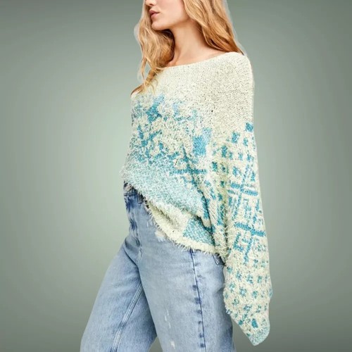Free People Midnight Beach Rib Off-the shoulder Sweater Pullover Medium M NWT - Picture 3 of 4