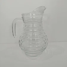 Federal Glass Bee Hive Ribbed Pitcher Clear Glass