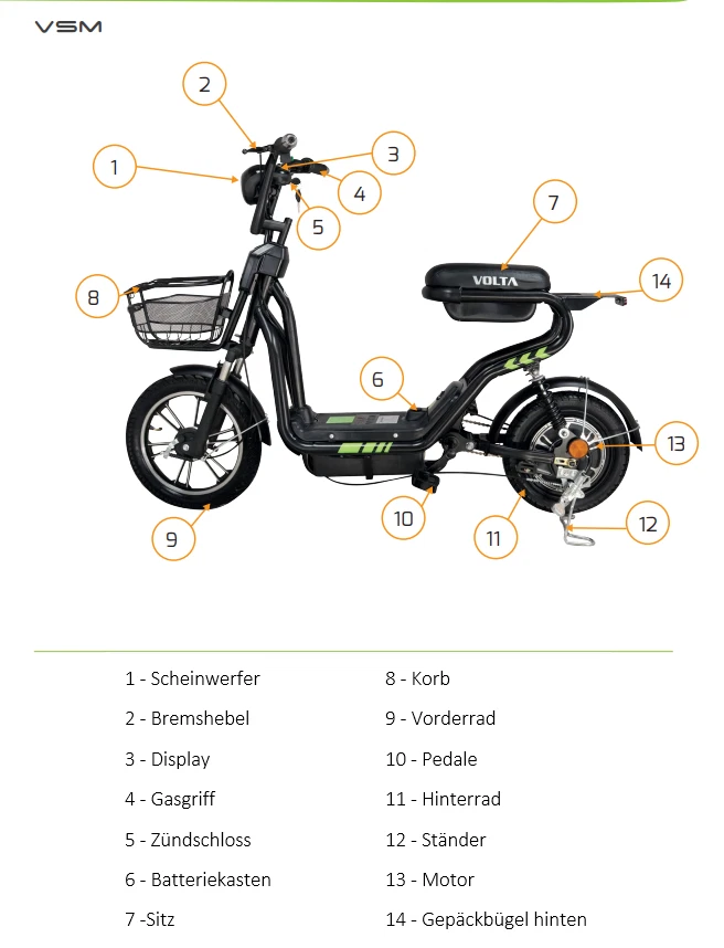 VSM E-Scooter mit Zulassung E-Bike Elektro Scooter City Roller mit Korb Pedelec - Bild 2 von 4