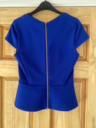 ROLAND MOURET Cobalt Blue Short Sleeved Peplum top - UK10 Worn Twice - Picture 4 of 11