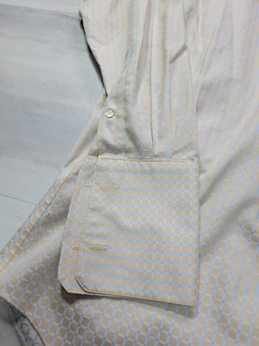 Abito uomo Paul Fredrick 16 - 34 marrone blu quadri camicia tasca bottoni - Foto 5 di 10