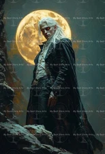 MOONLIT VAMPIRE ART PRINT, Halloween Poster, Decor Fantasy Gothic Dracula D820