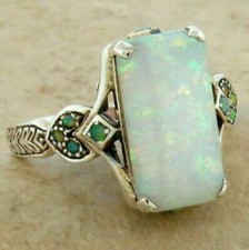 Ring new Fire Opal Size6-10 Silver White Fashion Women Wedding Proposal Jewelry