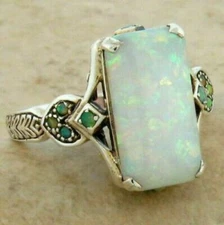 Ring new Fire Opal Size6-10 Silver White Fashion Women Wedding Proposal Jewelry