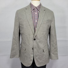 Banana Republic Men's Sport Coat Blazer Gray Herringbone Linen Blend Slim 44R