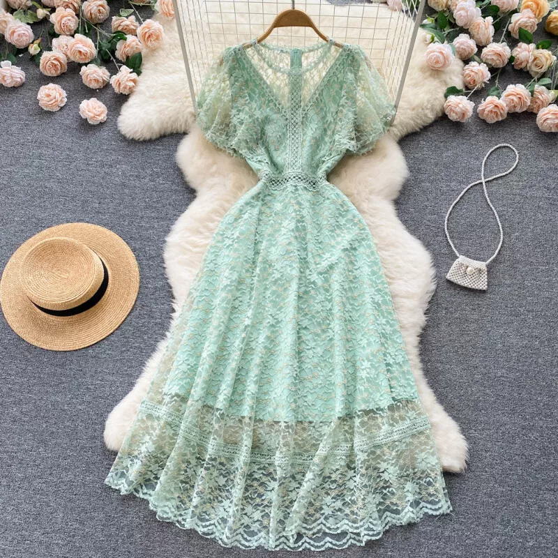 Mint lace hotsell dress with sleeves