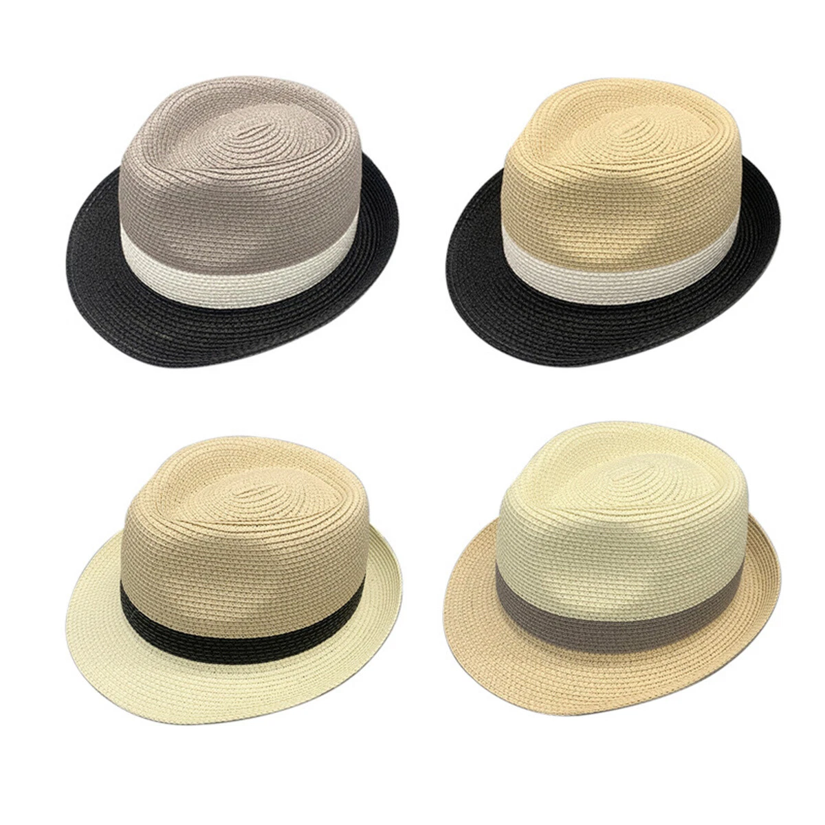 Straw Fedora Hat for Men Summer Beach Short Brim UPF 50+ Sun Hat Panama Hat