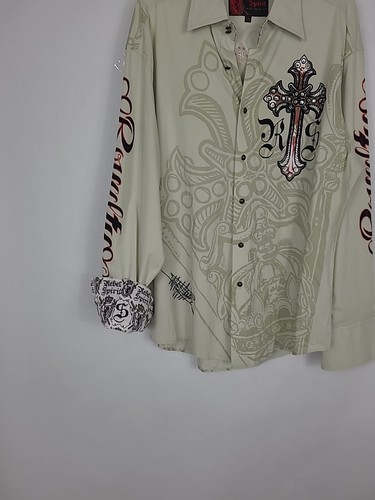 Rebel Spirit Men's Button-up Shirt With Rhinestones Size XL - Picture 13 of 24