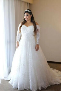 plus size white wedding dress with sleeves