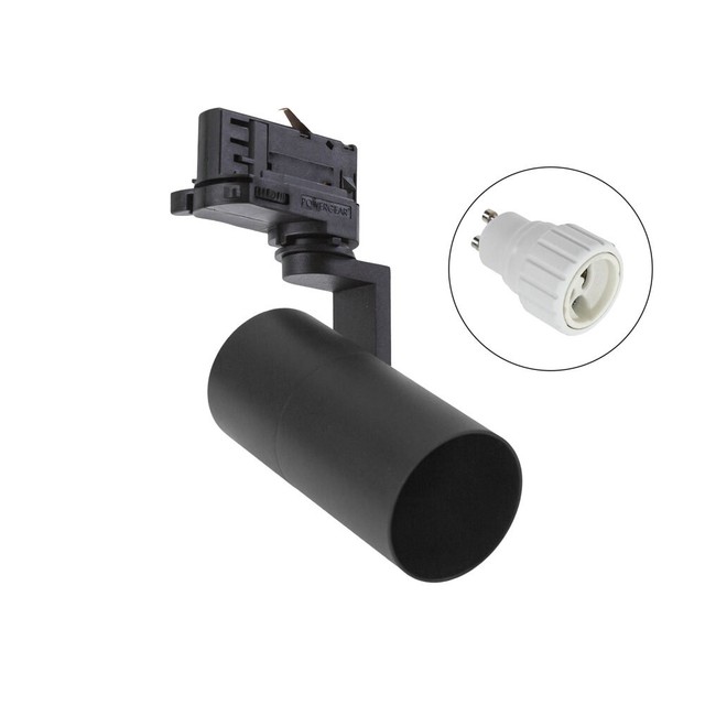 3-Phase Busbar Spotlight Aluminum Black GU10 Socket for Erco Eutrac Staff- 3-Phase Busbar Spotlight Aluminum Black GU10 Socket for Erco Eutrac Staff-