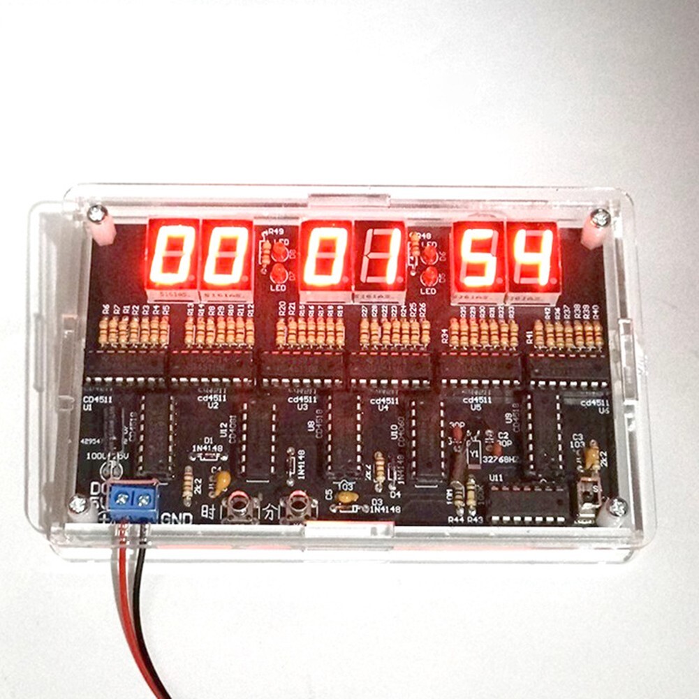 6 Bit Clock Display DIY Soldering Parts 6 bit Digital Circuit Clock Kit for Teaching and ...