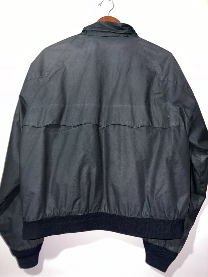 老式原装 BARACUTA G9 PLAID LINED HARRINGTON 夹克褪色黑色 XL — 第 2/4 张图片