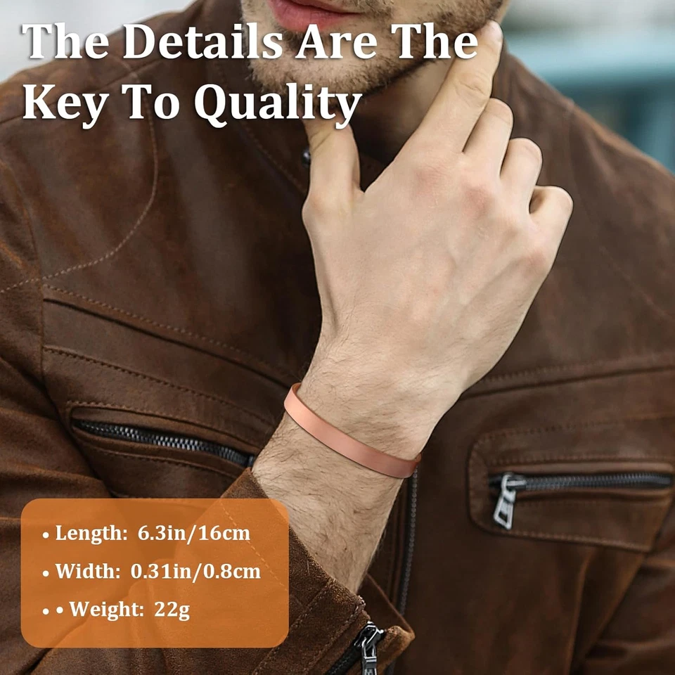 Pulsera de cobre para hombre y mujer, 99,9 % de cobre puro magnético Foto 3 de 4