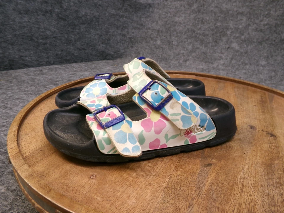 Sandalias Birkis By Birkenstock Niños Haití Blanco Azul Floral Slides Talla 31 EE. UU. 13 Foto 3 de 4