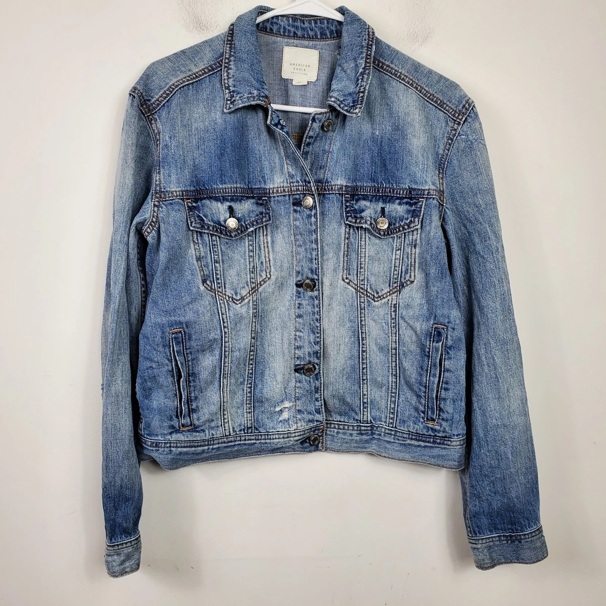 American eagle distressed jean best sale jacket