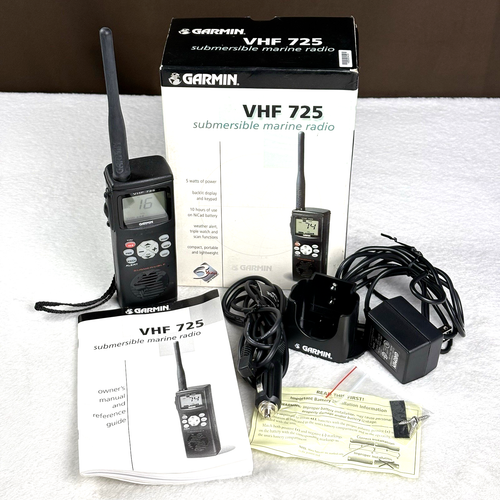 HTF! Vtg 1999 Garmin VHF 725 Submersible Marine Radio Alkaline Battery TESTED!