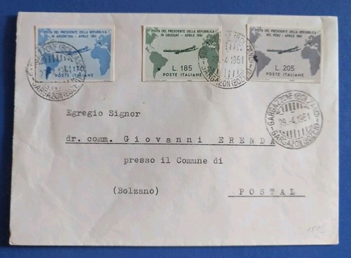 1961 Gronchi - serie dei tre valori da bollettino filatelico su busta - RRR