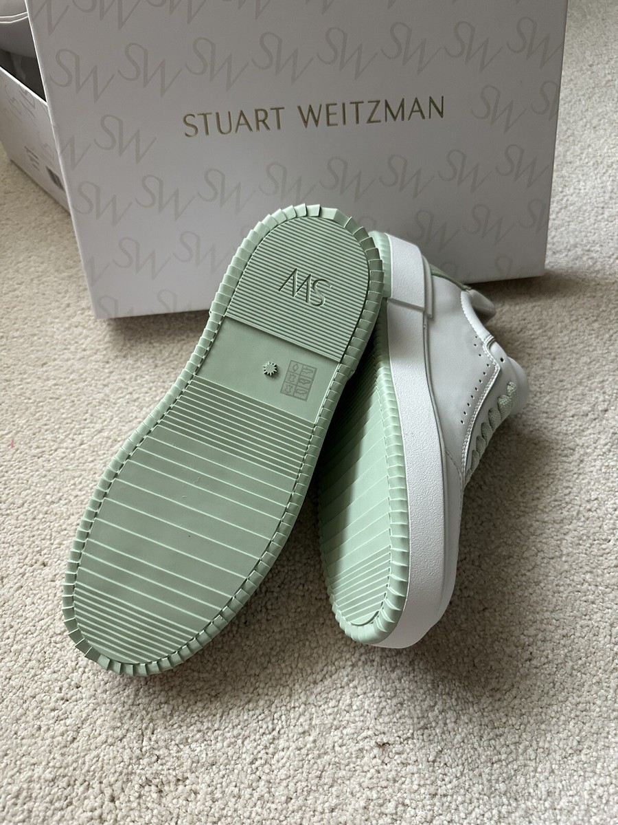 NWB STUART WEITZMAN White/Green Ryan Perforated Low Top