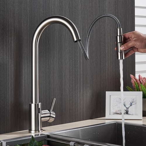 Sensor táctil grifo cocina extensible ducha mezclador acero inoxidable - Imagen 113 de 123