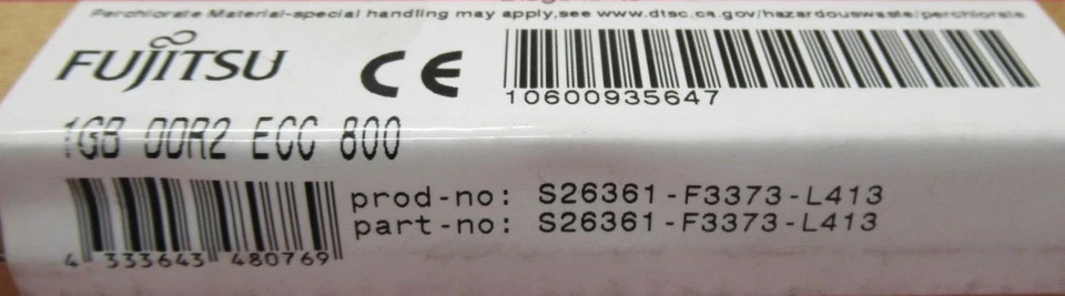 Fujitsu 1GB PC2-6400 DDR2-800 DIMM 240-Pin rg ECC Server Ram S26361-F3373-L413 - Image 4 of 4