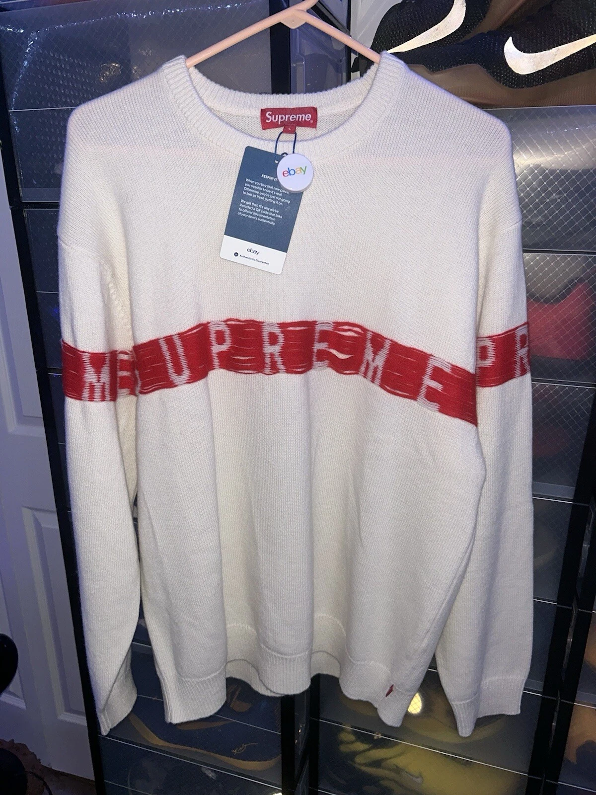 Pull Supreme Inside Out Logo SS21 NEUF taille L cachemire