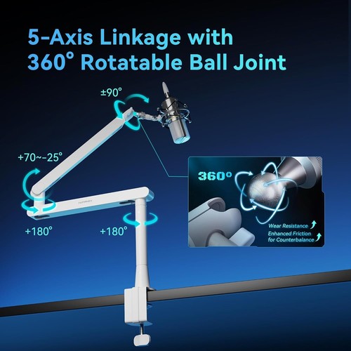 Adjustable Boom Arm Desk Mount Low Profile Mic Arm 3kg Capacity Humanex