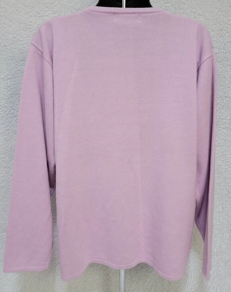 Женский свитер рубашка блузка размер L XL большой X большой розовый фиолетовый цветочный - Изображение 4 из 4