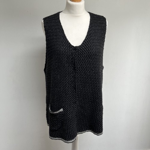 Transit Par Such Sleeveless Cardigan Ch42" Grey Knit 70% Alpaca Layering