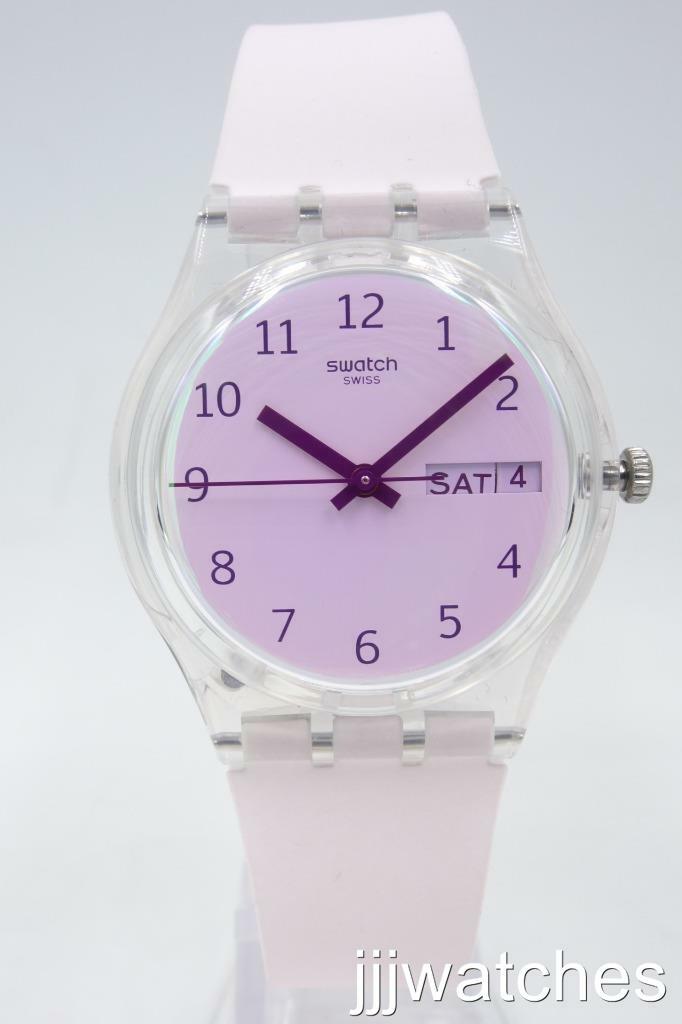 Swiss Swatch Women Ultrarose Silicone Pale Pink Date Watch 34mm GE714 for  sale online | eBay