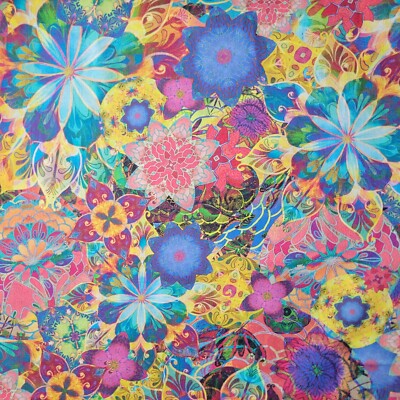 Brights Digital Floral Cotton Sateen Lawn -So Light! Venice by Kaufman Fabrics
