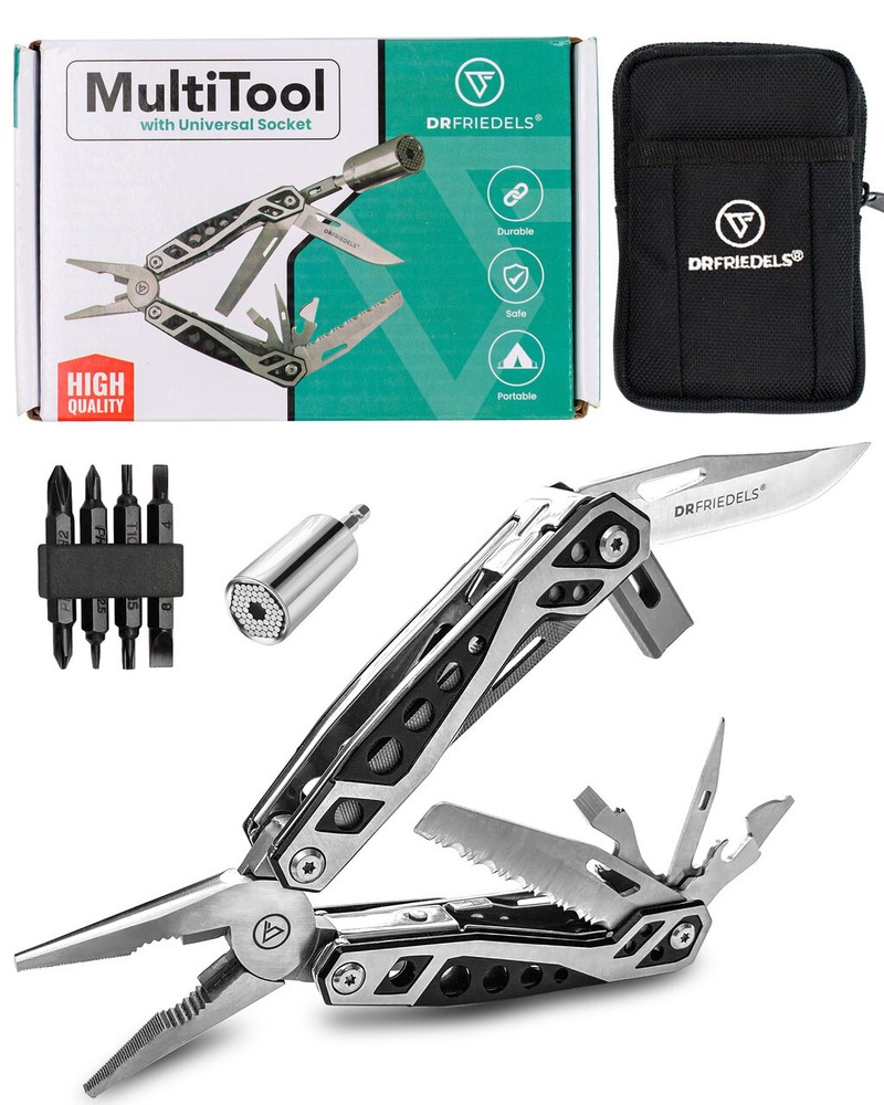 Multi Tool with Universal Socket - 22 in 1 Stainless Steel Multipurpose Tool wit