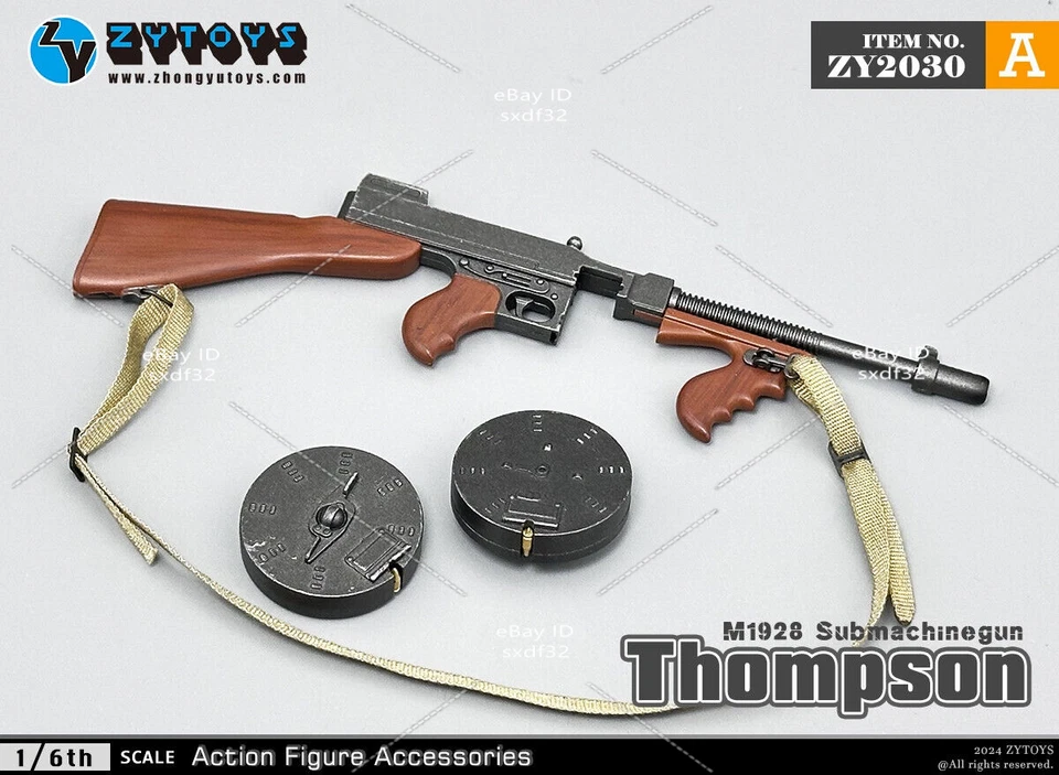 ZYTOYS ZY2030A 1/6 M1928 Thompson Submachine Gun Weapon Model Scene F 12''Figure - Image 3 of 4