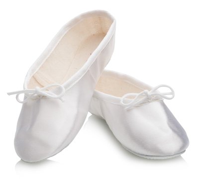 White Satin Rubber Full Sole Ballet Shoes Childs Adults All Sizes