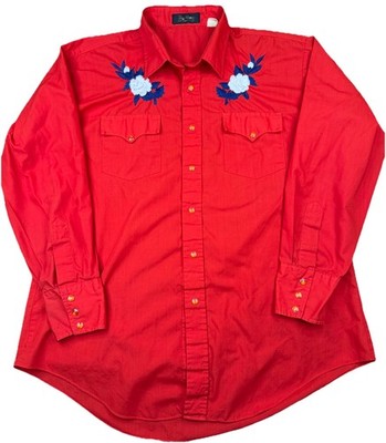 Tony Alamo Of Nashville Western Embroided Rose Pearl Snap Long Tails Men s XL