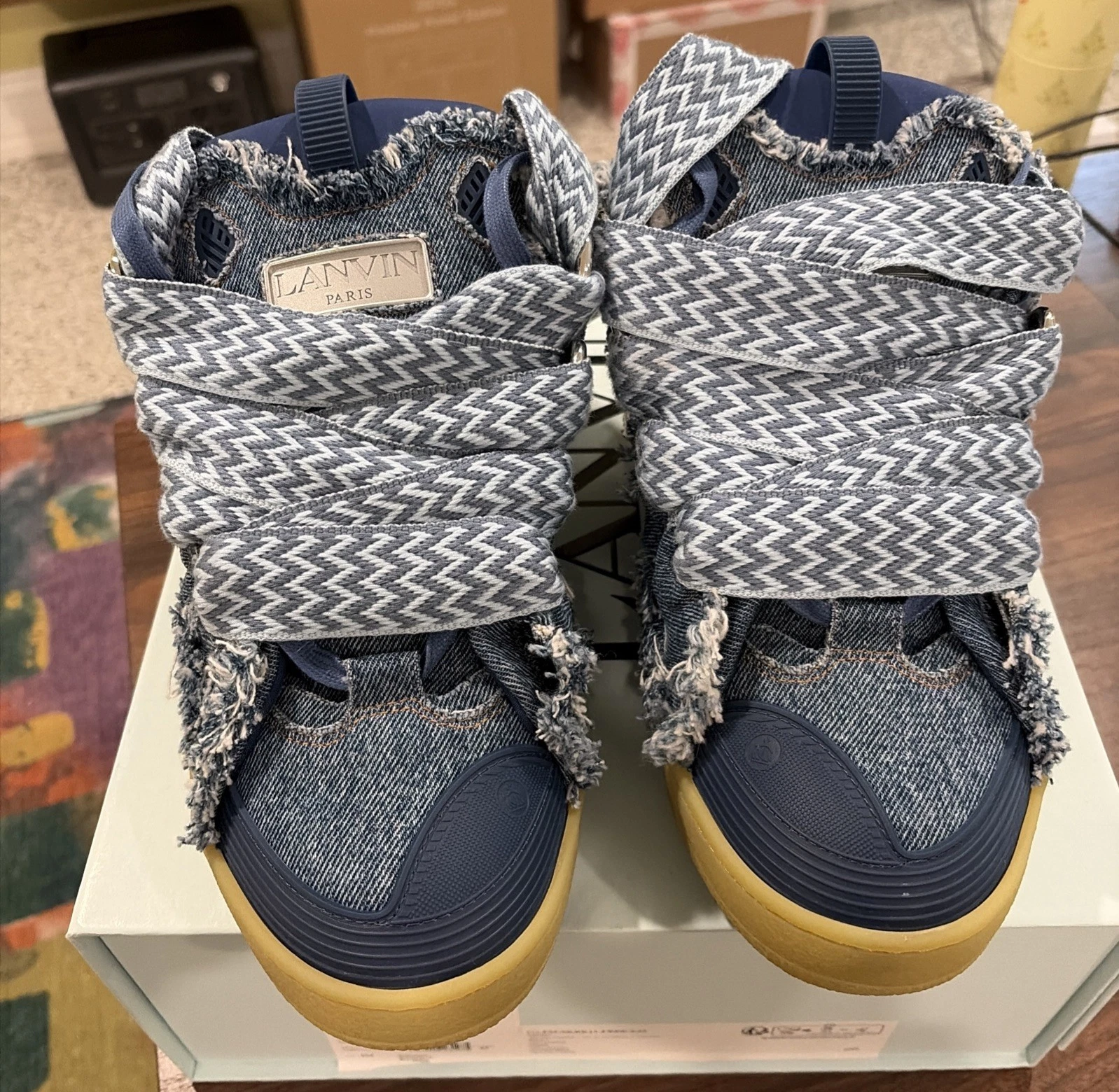 Lanvin — Lanvin Curb Sneaker Freyed Denim Sz 43 Men’s