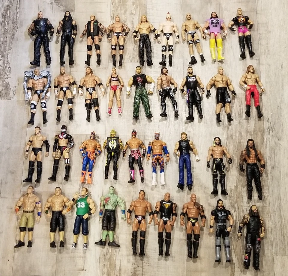 LOTE ELITE de 36 figuras de acción COLECCIÓN WWE WWF RARO Cena Rock Mysterio Taker Foto 2 de 4
