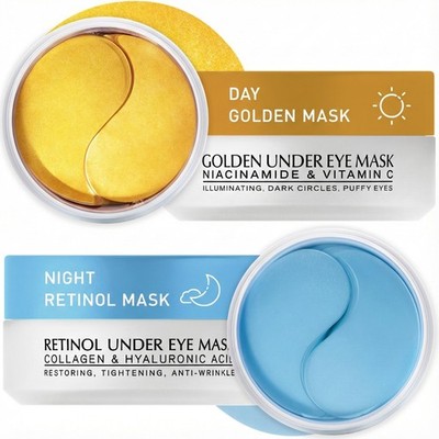 Under Eye Patches Kit: 120 Pcs Retinol & Golden Gel Eye Mask for Dark Circles,