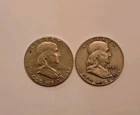Lot Of 2 Franklin Liberty Bell Half Dollars 90% Silver $1.00 Face value